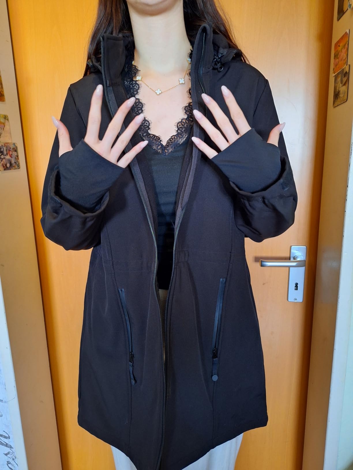 Zizzi Softshelljacke Lang Kapuze Fleece Winddicht 10.000 mm