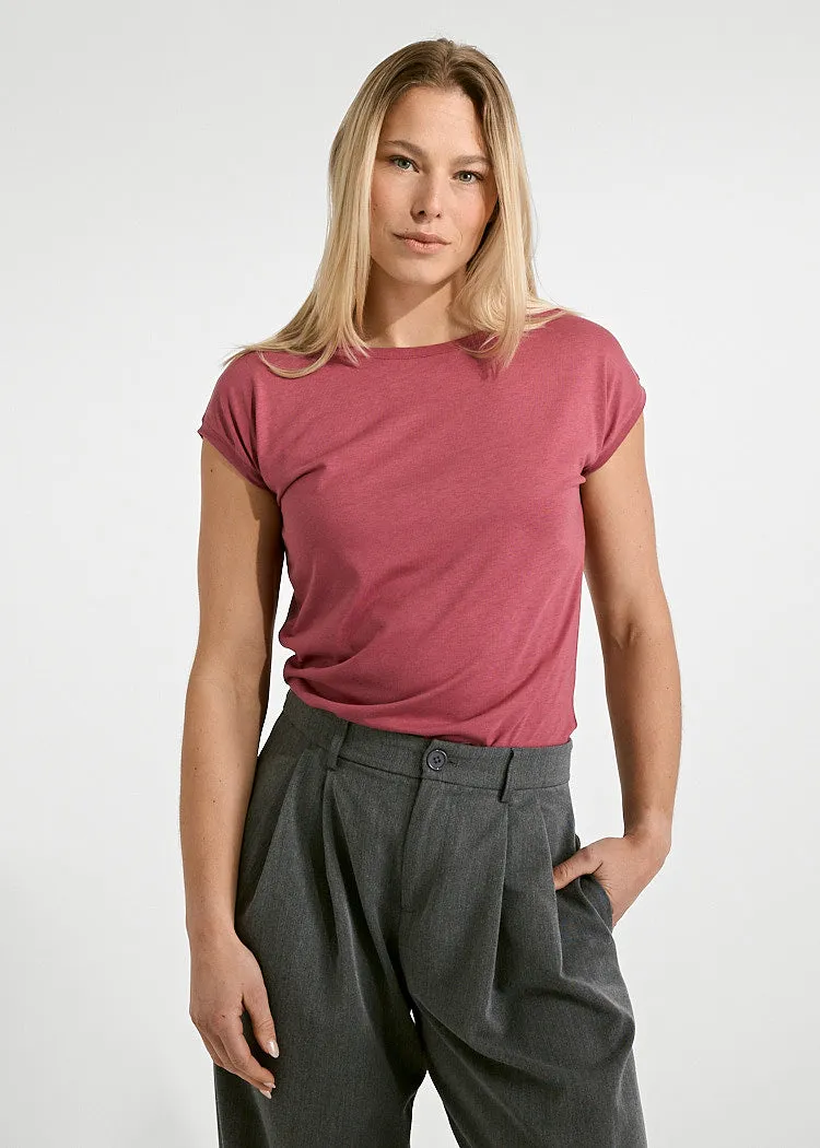 Wijld Woodshirt Elena Damen T-Shirt Earth Red lockerer Schnitt