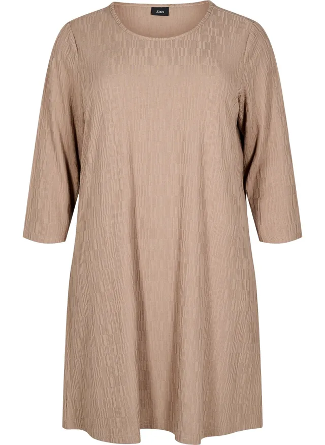 Zizzi Kleid Struktur 3/4-Ärmel Rundhals kurz