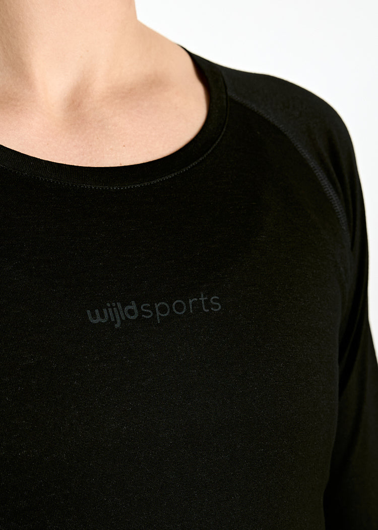 Wijld Nellie Black Gray Damen Langarmshirt Sport