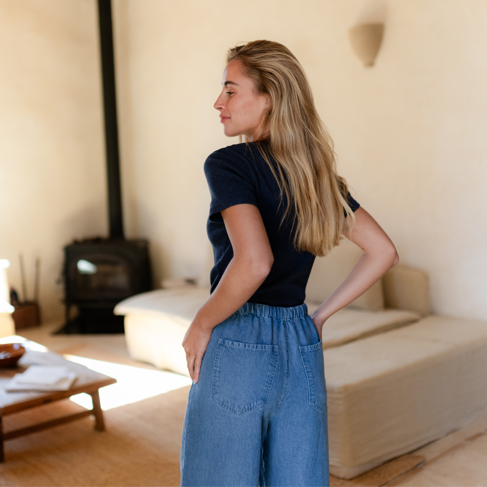 NORDLICHT Evi Ripp T-Shirt Blau – Bio-Baumwolle
