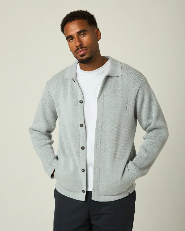 Peregrine Compton Knitted Shirt Strickhemd Washed Denim Boxy Fit