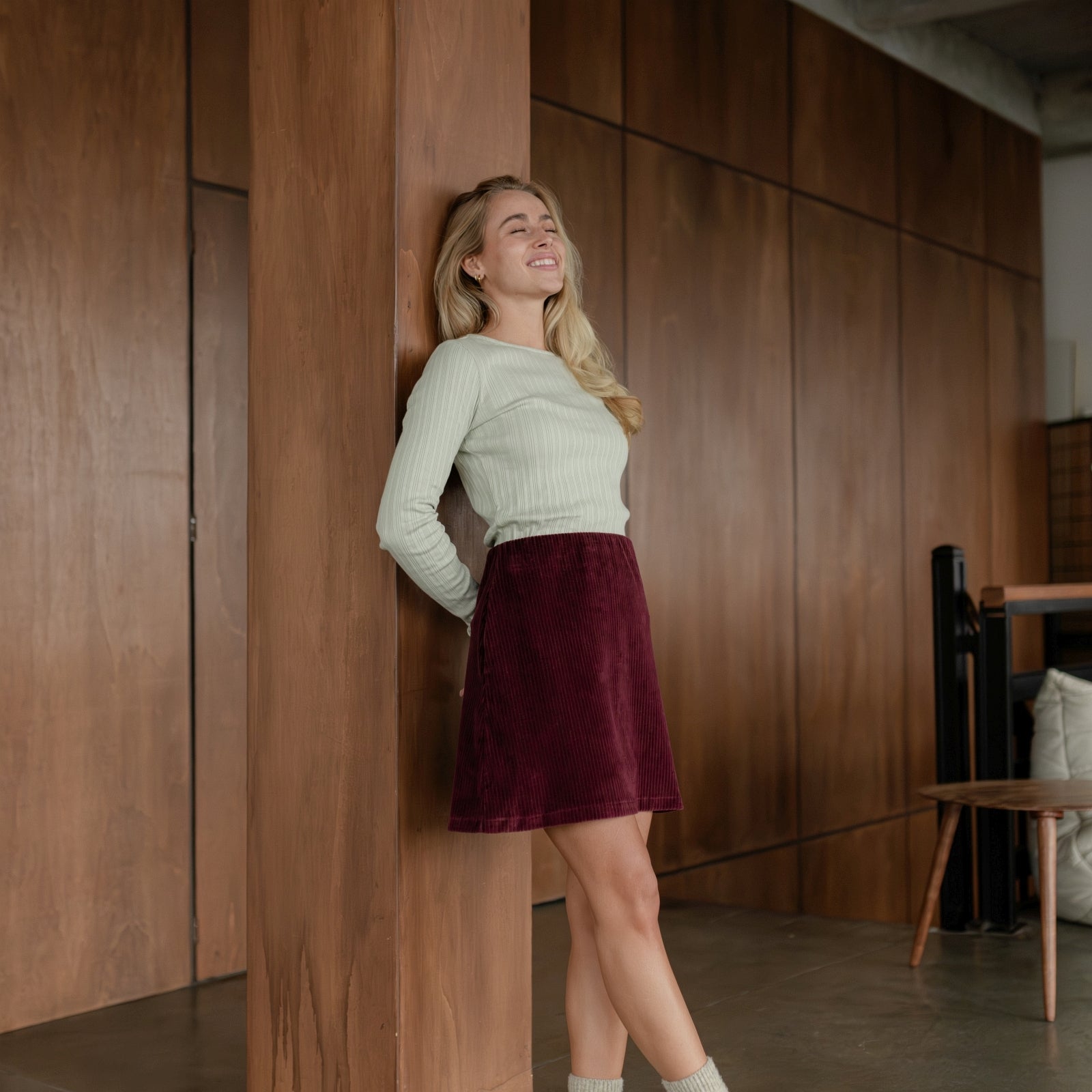NORDLICHT Jersey Cordrock Rosa Damen Cherry Bio-Baumwolle