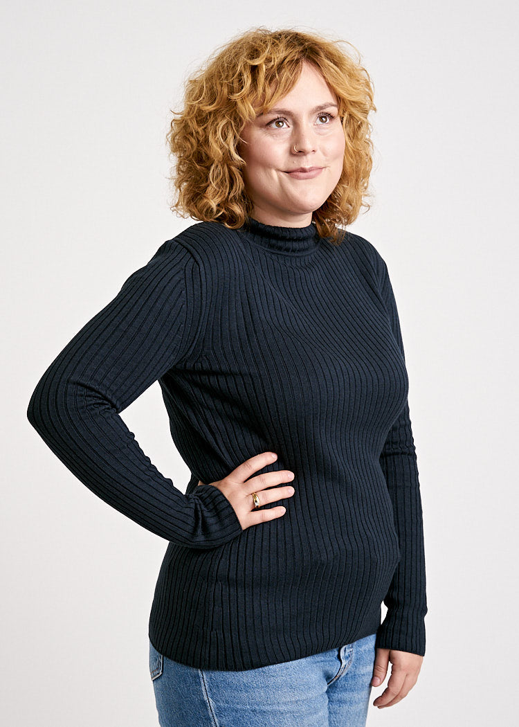 Wijld Rollkragen Strickpullover Carbon Damen Lyocell