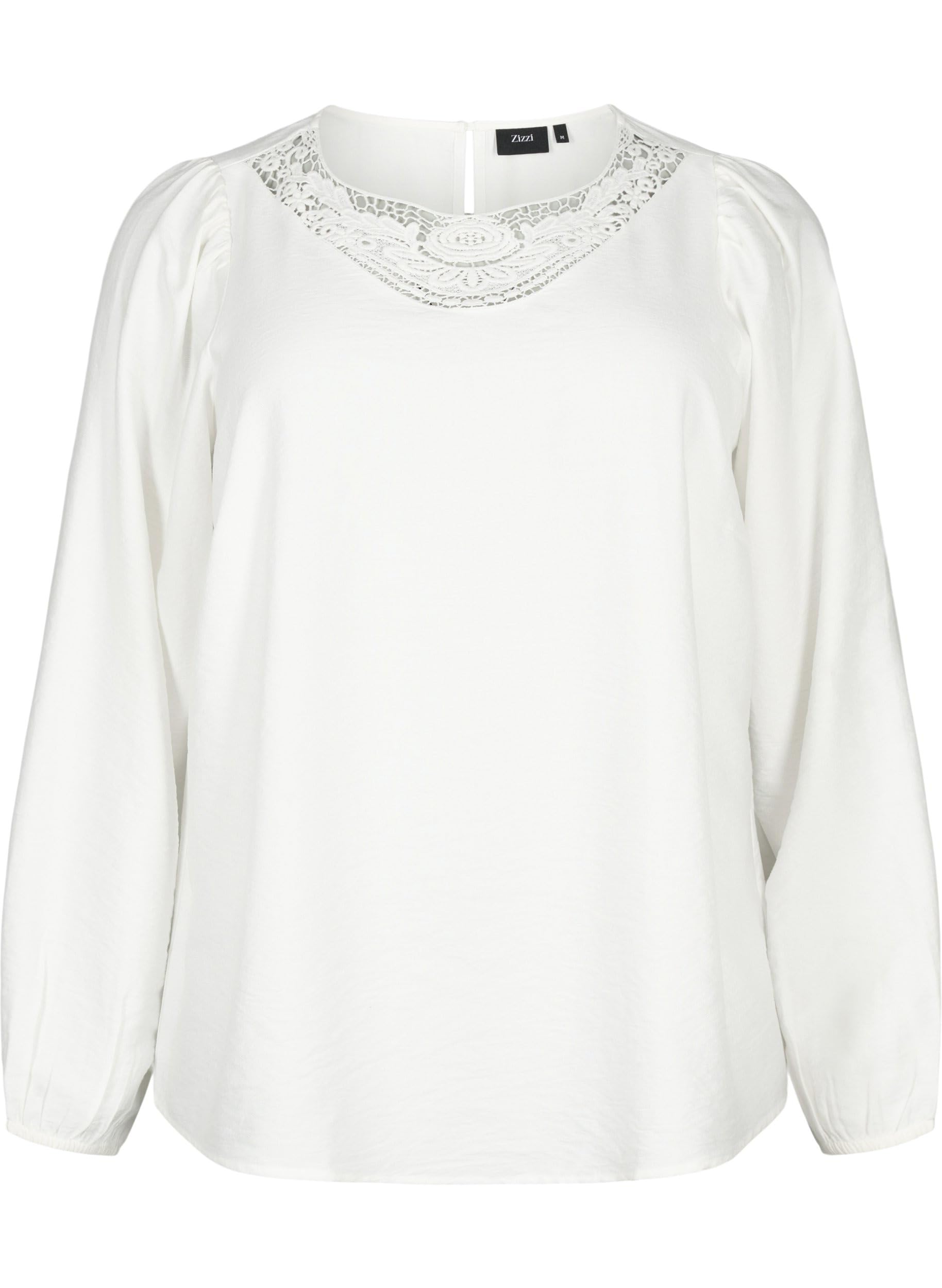 Zizzi Blouses Bluse Viskose Langarm Häkeldetail