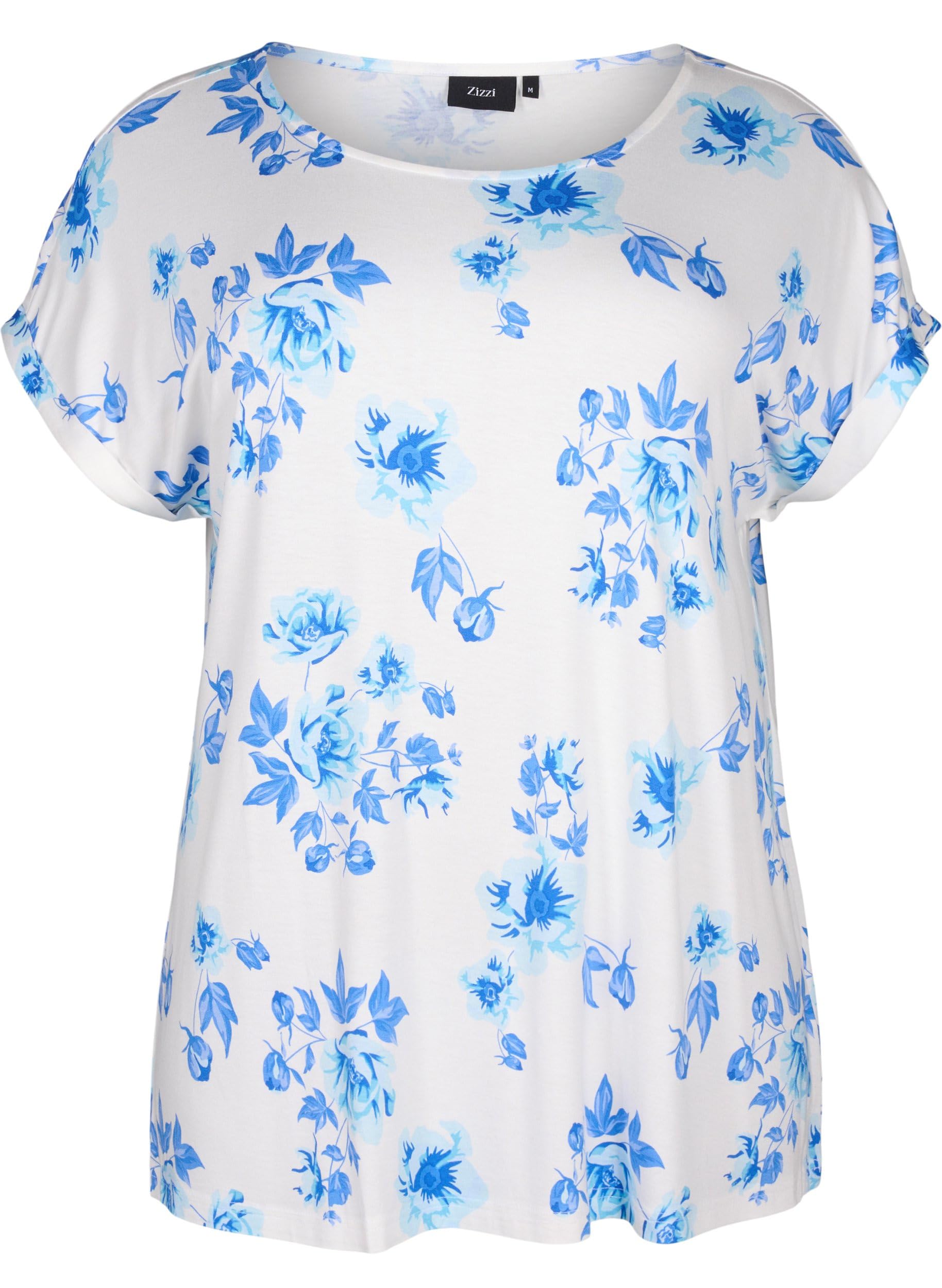 Zizzi T-Shirt Viskose Rundhals Blumenprint Große Größen 42–60