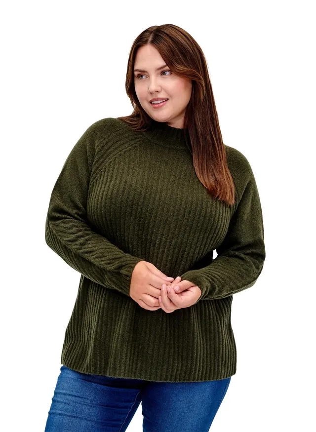 Zizzi Cardigans Strickbluse Wolle Stehkragen Große Größen