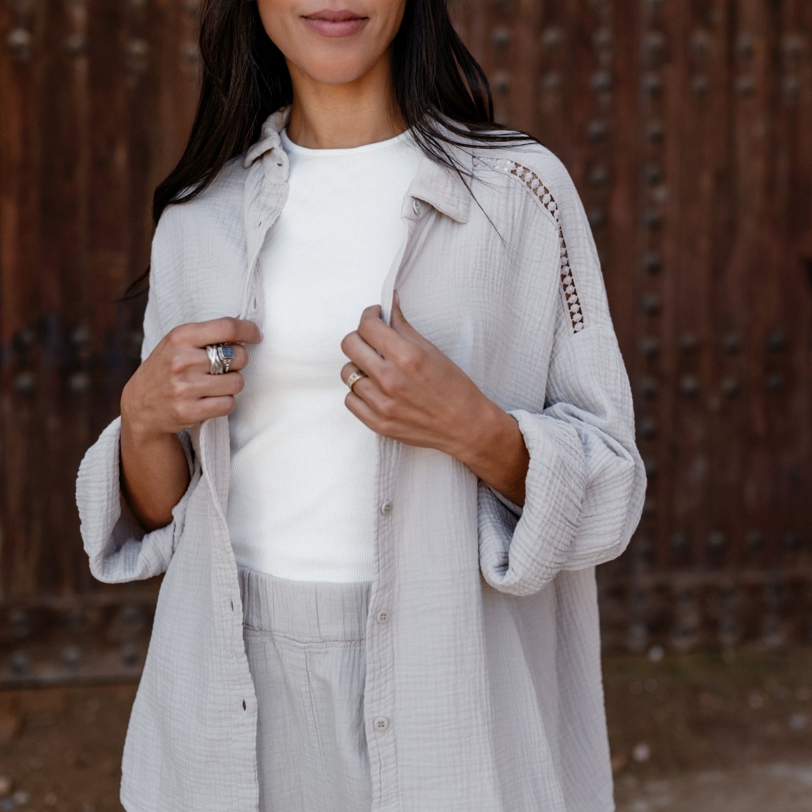 NORDLICHT Blusen Oversize Musselin Bluse Mia Natur Bio