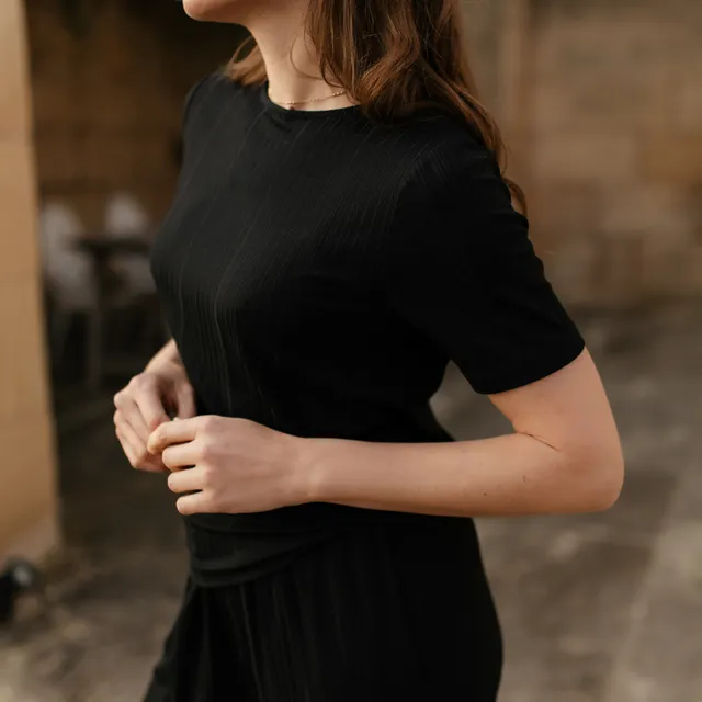 NORDLICHT Lily T-Shirt Streifen Schwarz Tencel
