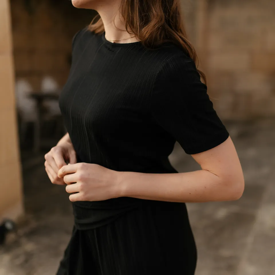 NORDLICHT Lily T-Shirt Streifen Schwarz Tencel