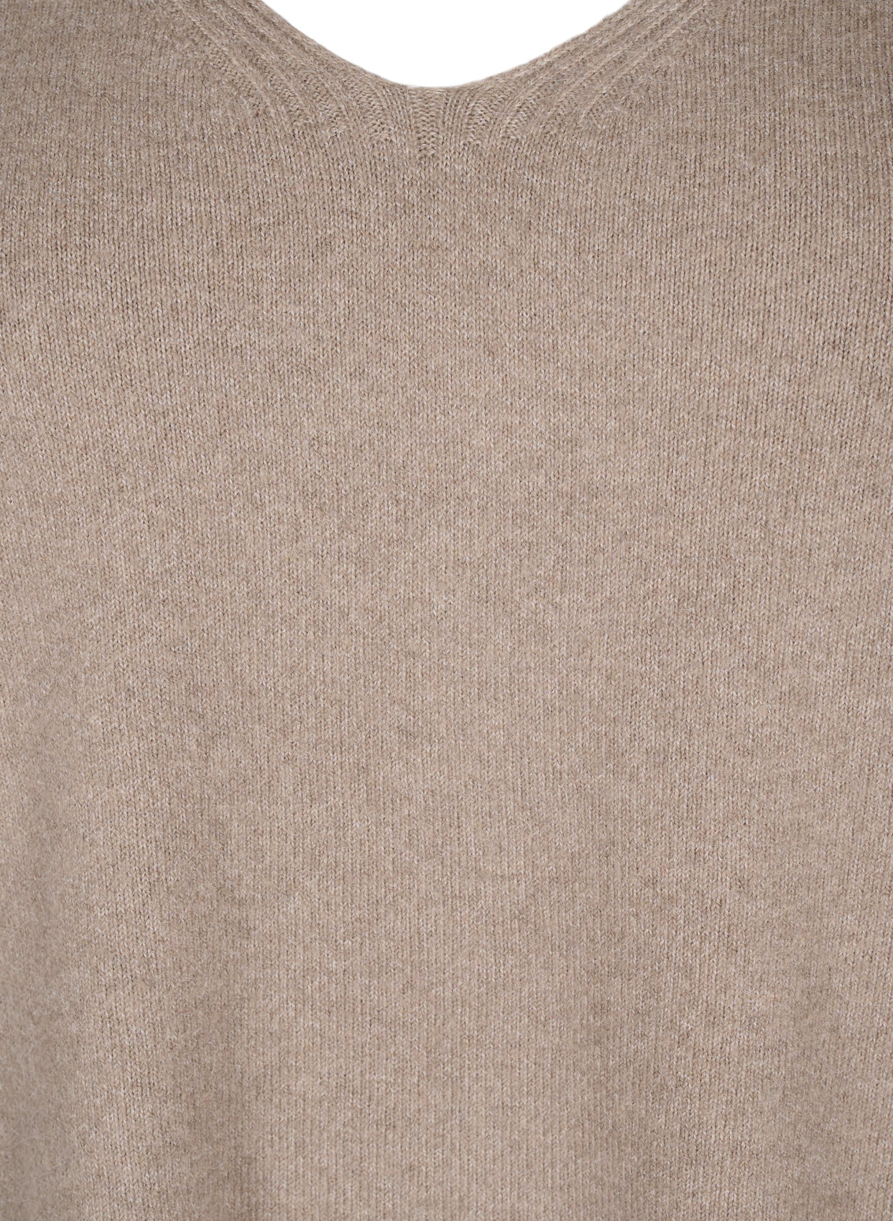 Zizzi Strickbluse V-Ausschnitt Rippstrick Gr.42-60