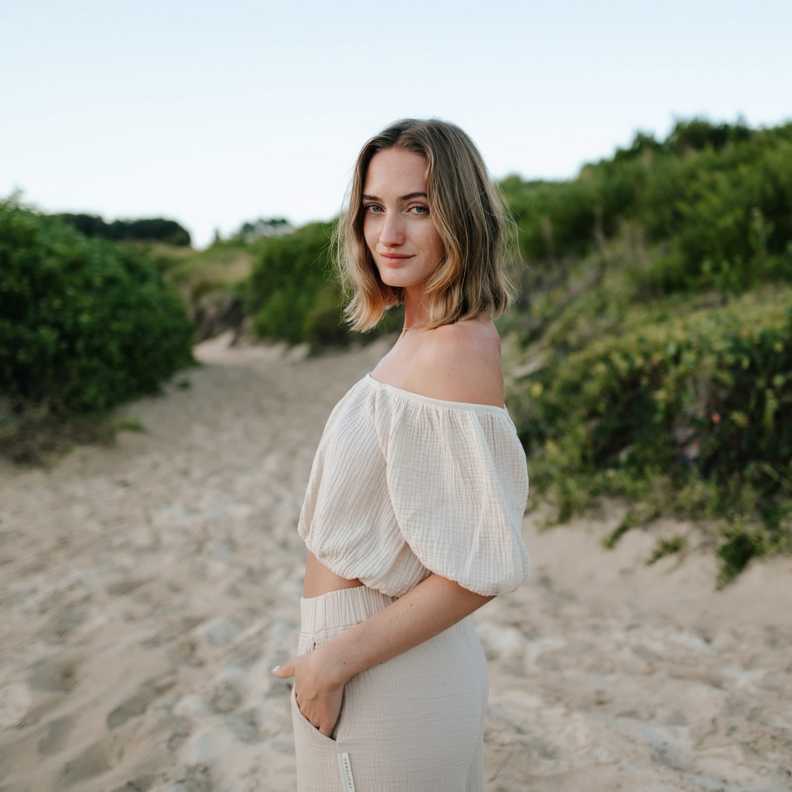 Nordlicht Mailin Musselin Crop Top Rüschen