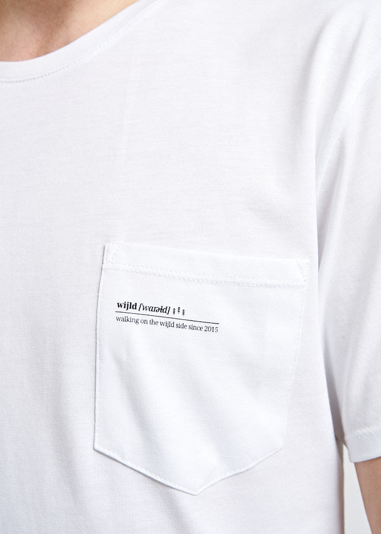 Wijld Alex Pocket Bright Herren T-Shirt weiß Tasche