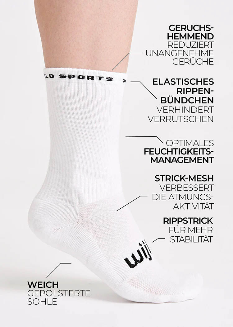 Wijld Woodsocks Tennissocken Sport Bright White 39-42 Lyocell