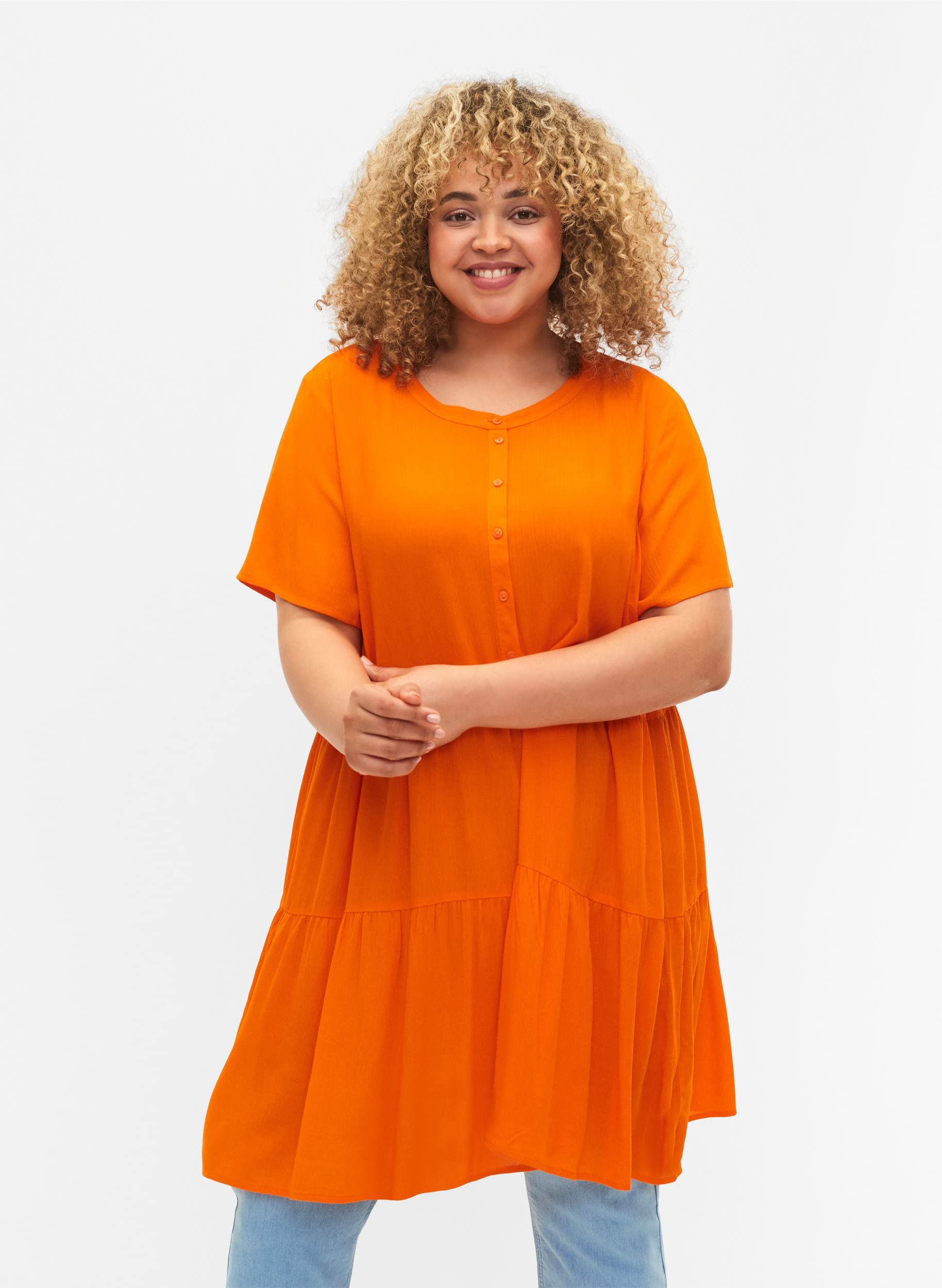 Zizzi A-Linie Kleid Damen Kurzarm Viskose