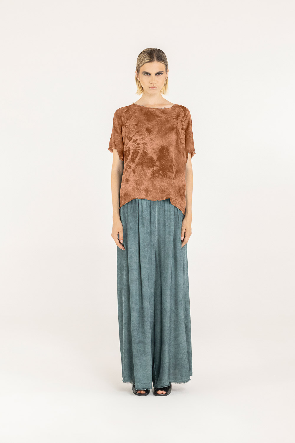 Sanctamuerte T-Shirt Boxy Tshirt Viskose-Satin Tie-Dye