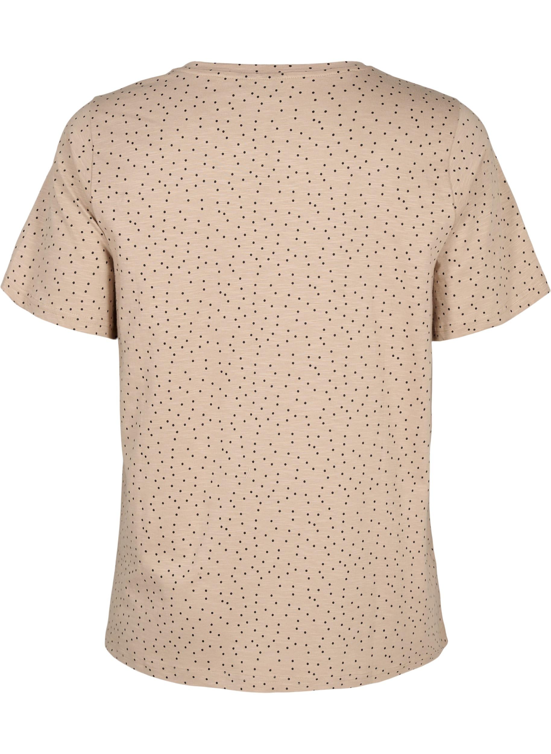 Zizzi T-Shirt Bio-Baumwolle Punkte Rundhals große Größen