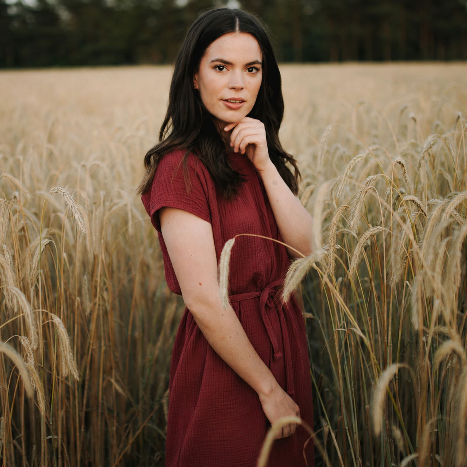 Nordlicht Elin Musselin Kleid Locker Bio-Baumwolle Rot
