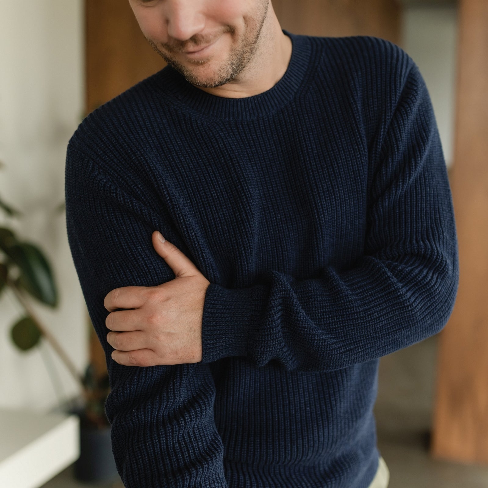 Nordlicht Ole Grobstrick Pullover Herren blau Bio-Baumwolle