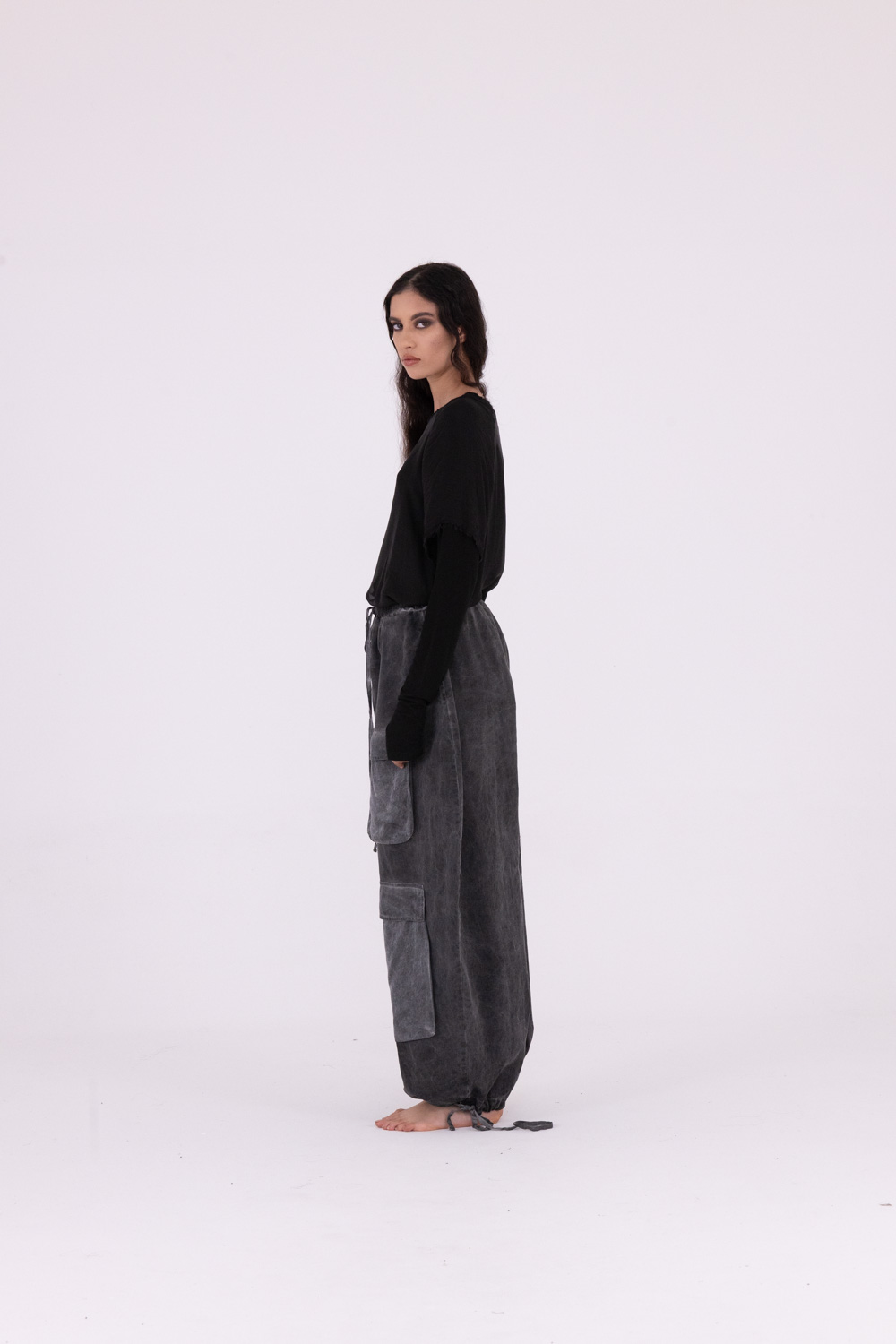Sanctamuerte Pantaloni Pantalone Cargo Hose Baumwolle Satin