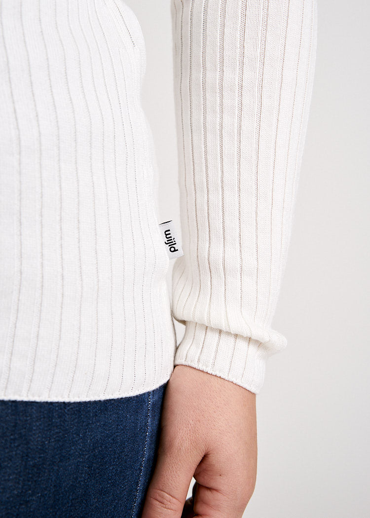 Wijld Rollkragen Strickpullover Damen Ivory Lyocell
