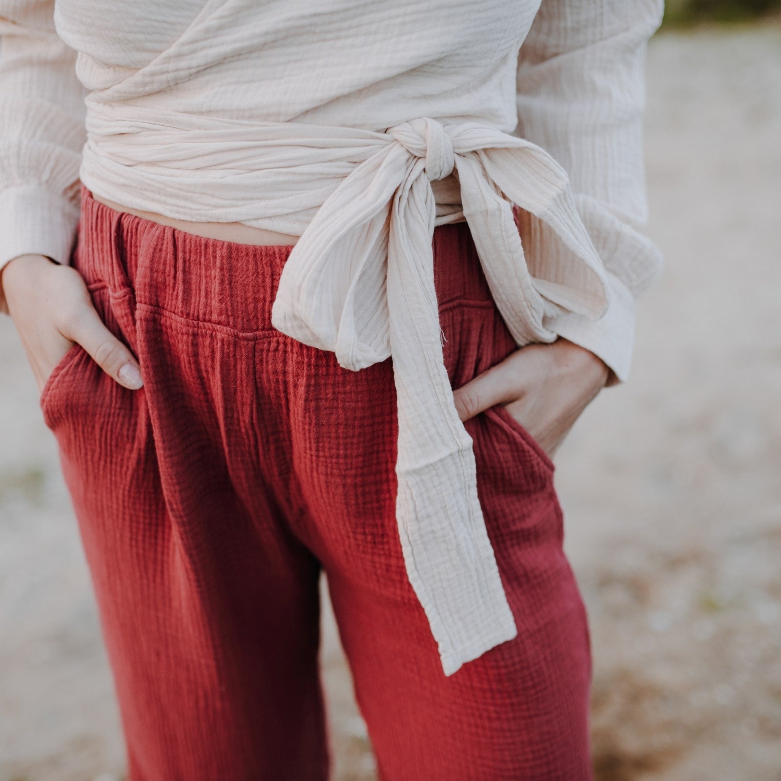 NORDLICHT Hosen Leja Musselin Hose Damen Rot gerade