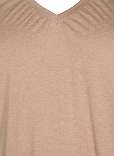 Zizzi T-Shirt Damen V-Ausschnitt Meliert Saum Balloneffekt