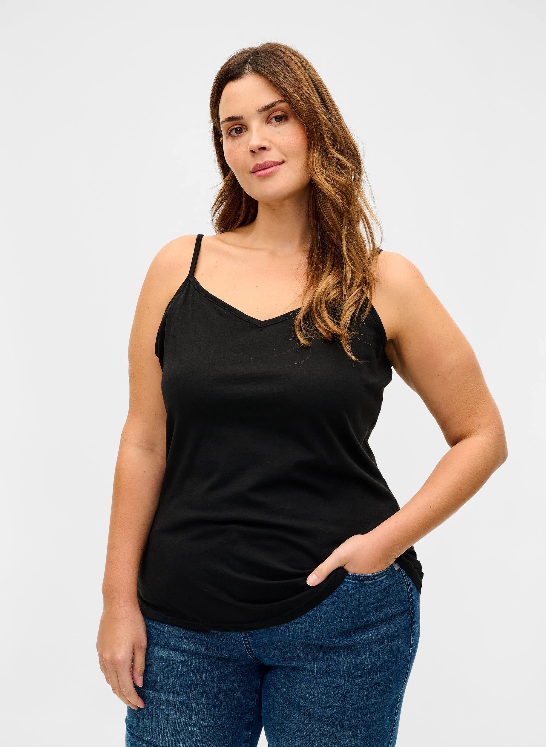 Zizzi 2er-Pack Top Baumwolle V-Ausschnitt Damen