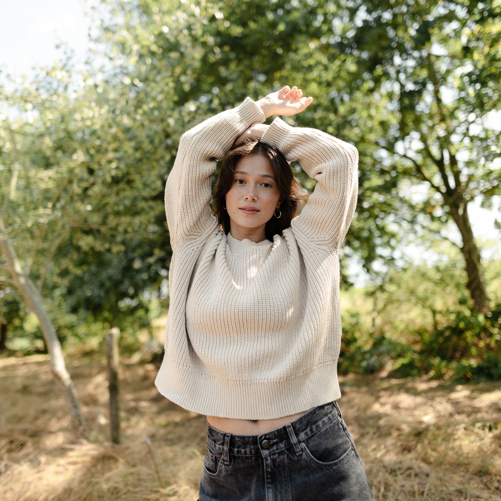 NORDLICHT Mara Grobstrick Pullover sand Bio-Baumwolle