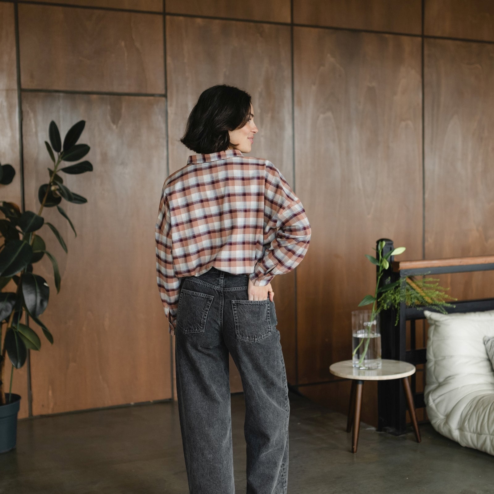 Nordlicht Femke Flanellbluse Karo Braun XS
