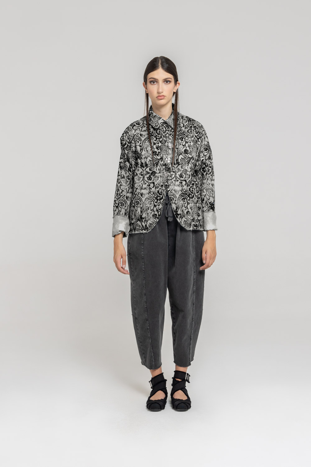 Sanctamuerte Capispalla Blazer Over Blazer Barockmuster Tencel