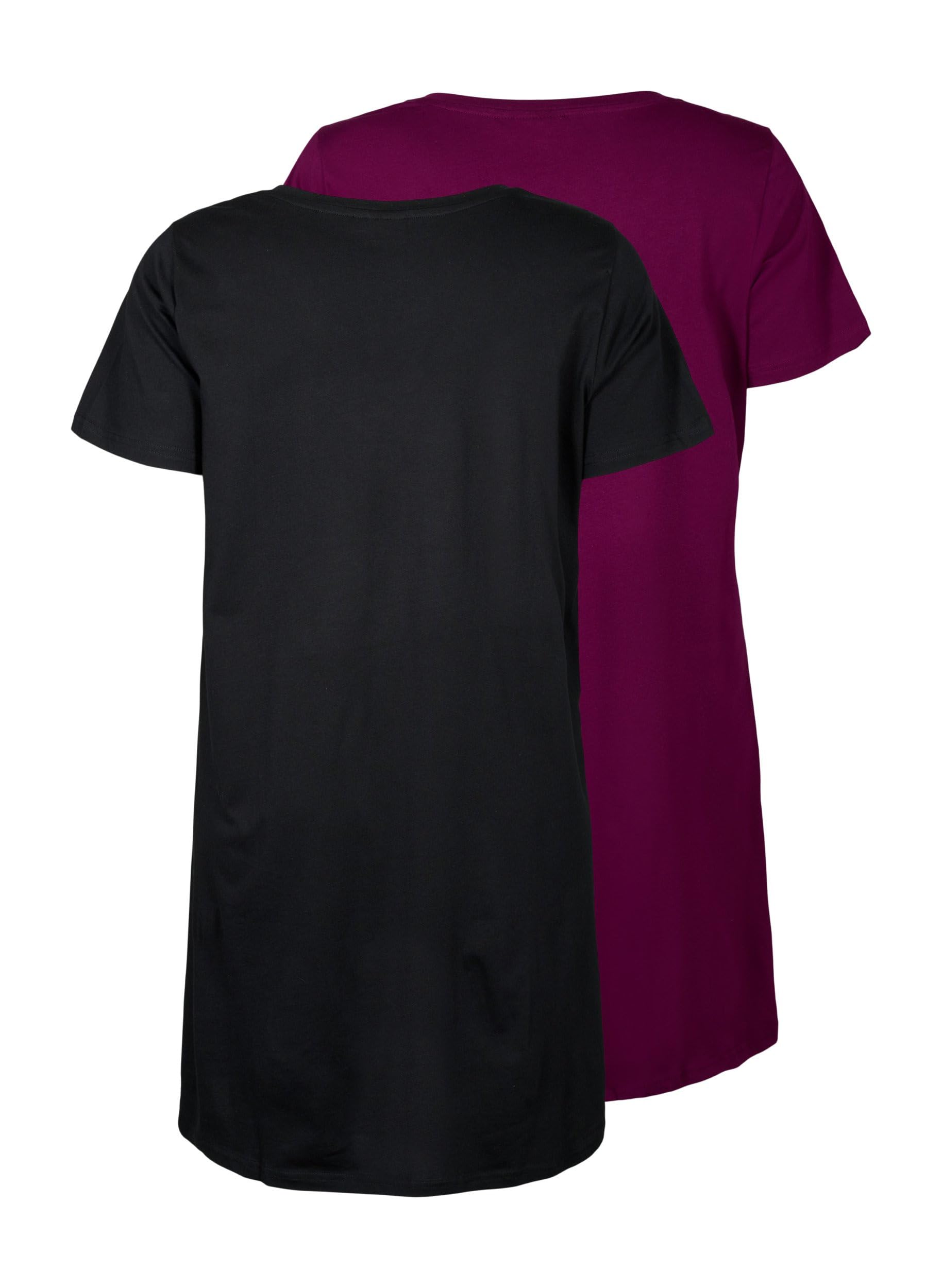 Zizzi Nightwear Nachthemd Kurzarm Bio-Baumwolle 2er Pack