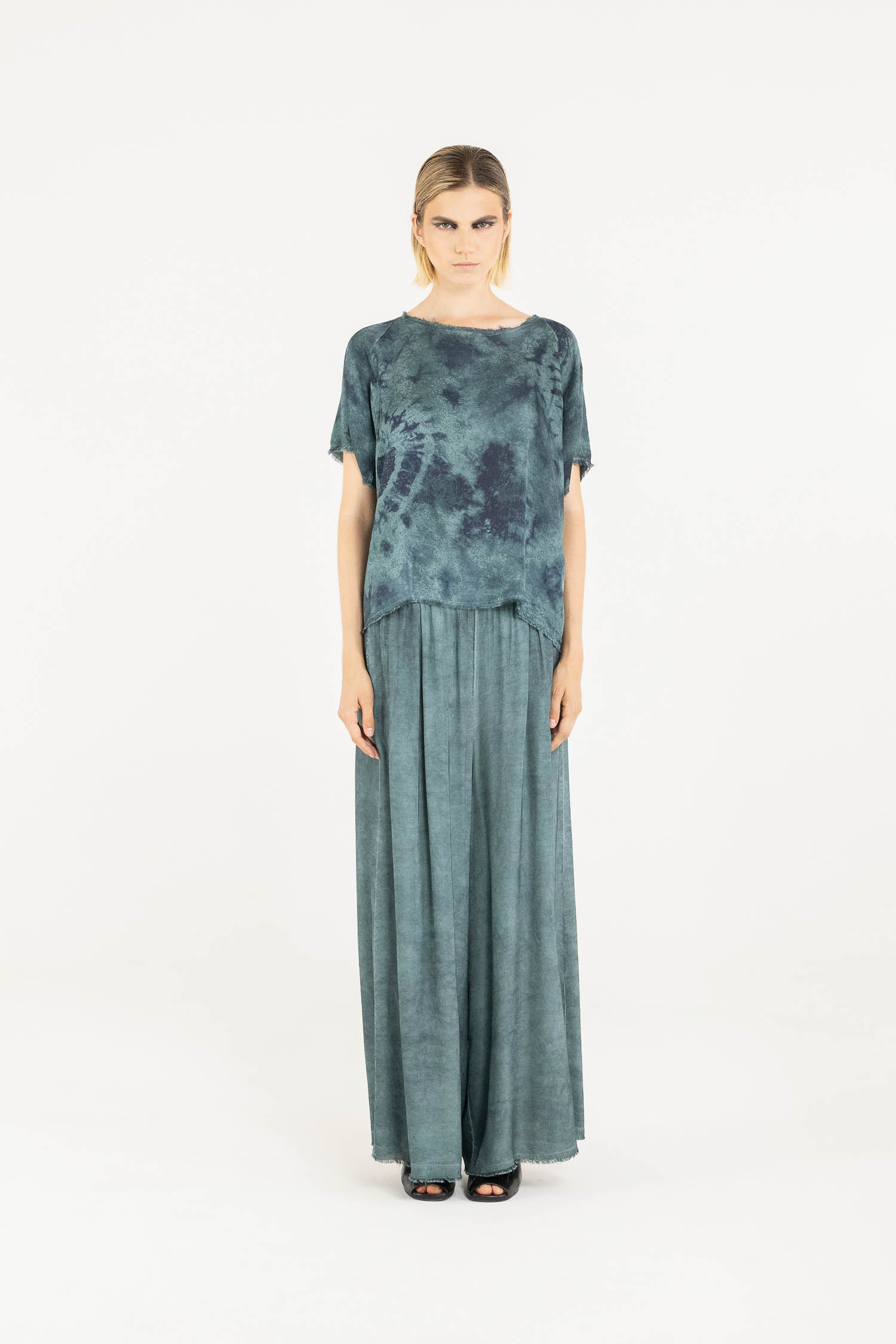 Sanctamuerte T-Shirt Boxy Tshirt Viskose-Satin Tie-Dye
