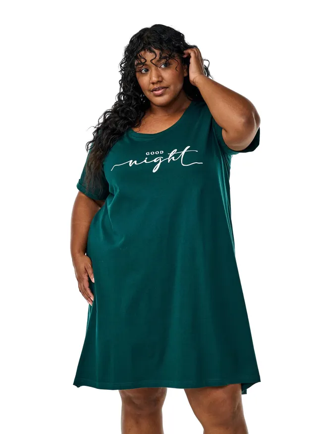 Zizzi Nightwear Nachthemd Bio-Baumwolle Kurzarm Druck