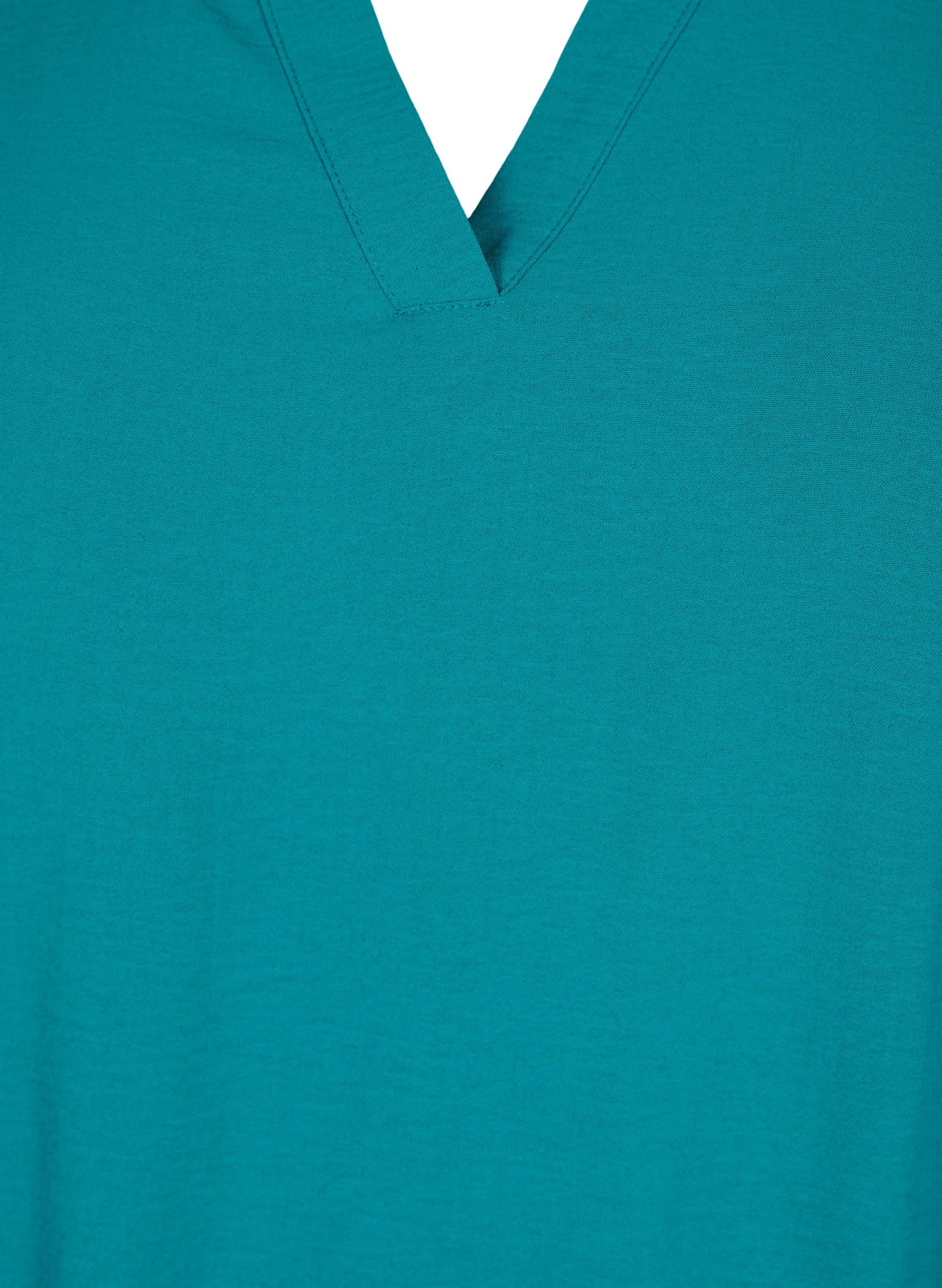 Zizzi Bluse Damen Smok Print 3/4 Ärmel V-Ausschnitt locker