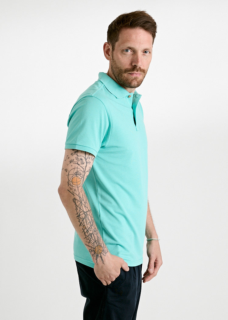 Wijld Paul Herren Polo-Shirt Pool Blue Regular Lyocell-Bio