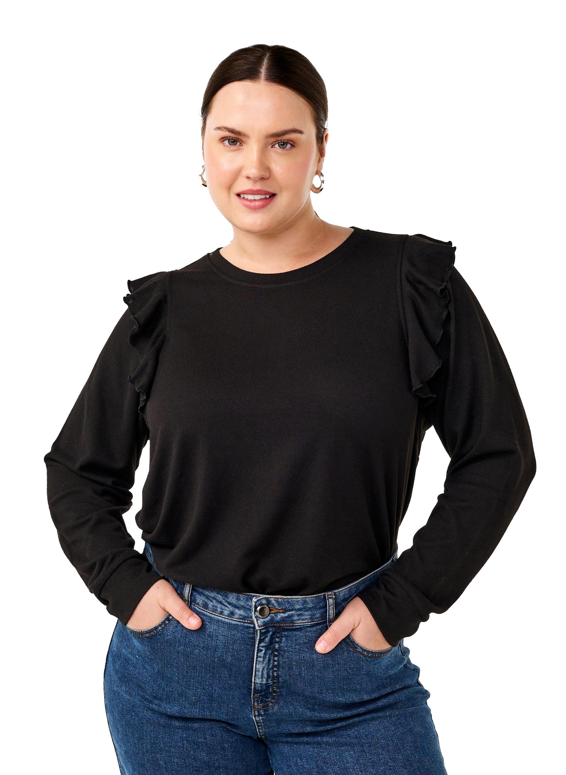 Zizzi Bluse Langarm Rüschen Große Größen 42-60