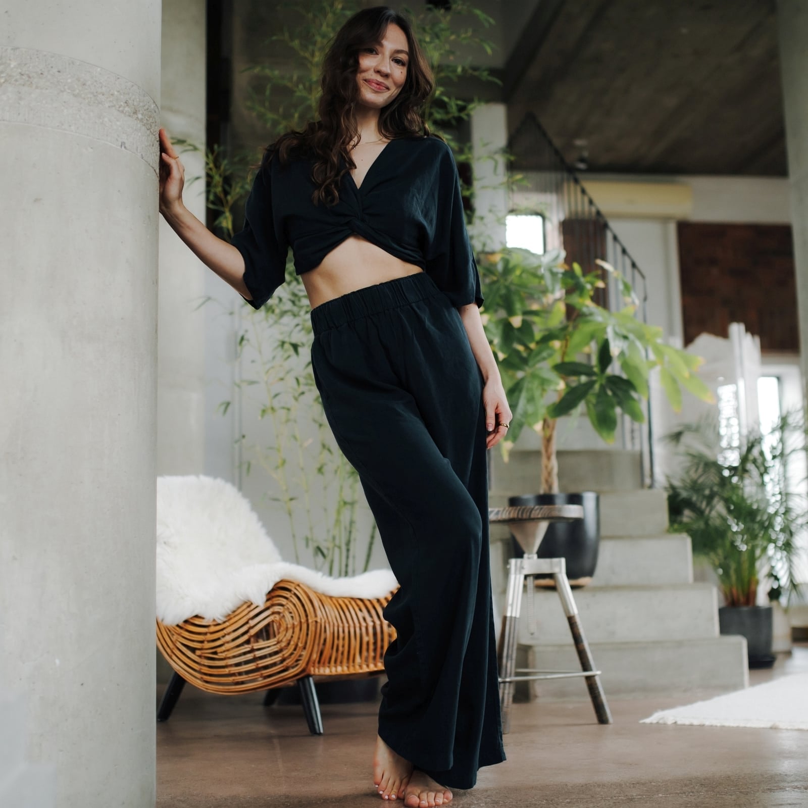 Nordlicht Nora Palazzo Hose Tencel Weit Hoher Bund