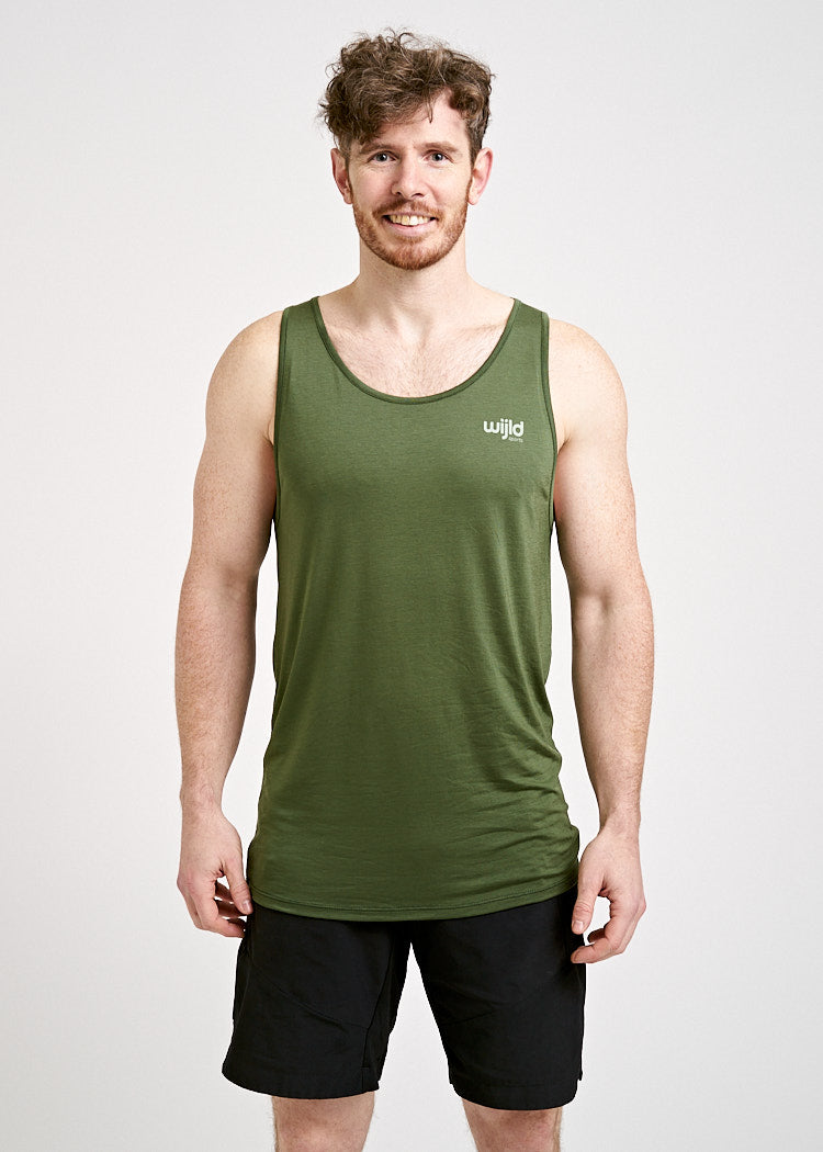 Wijld Sport Tank Top Herren Olive Atmungsaktiv