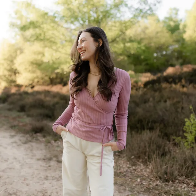NORDLICHT Berit Wickelbluse Rosa Pointelle Tencel