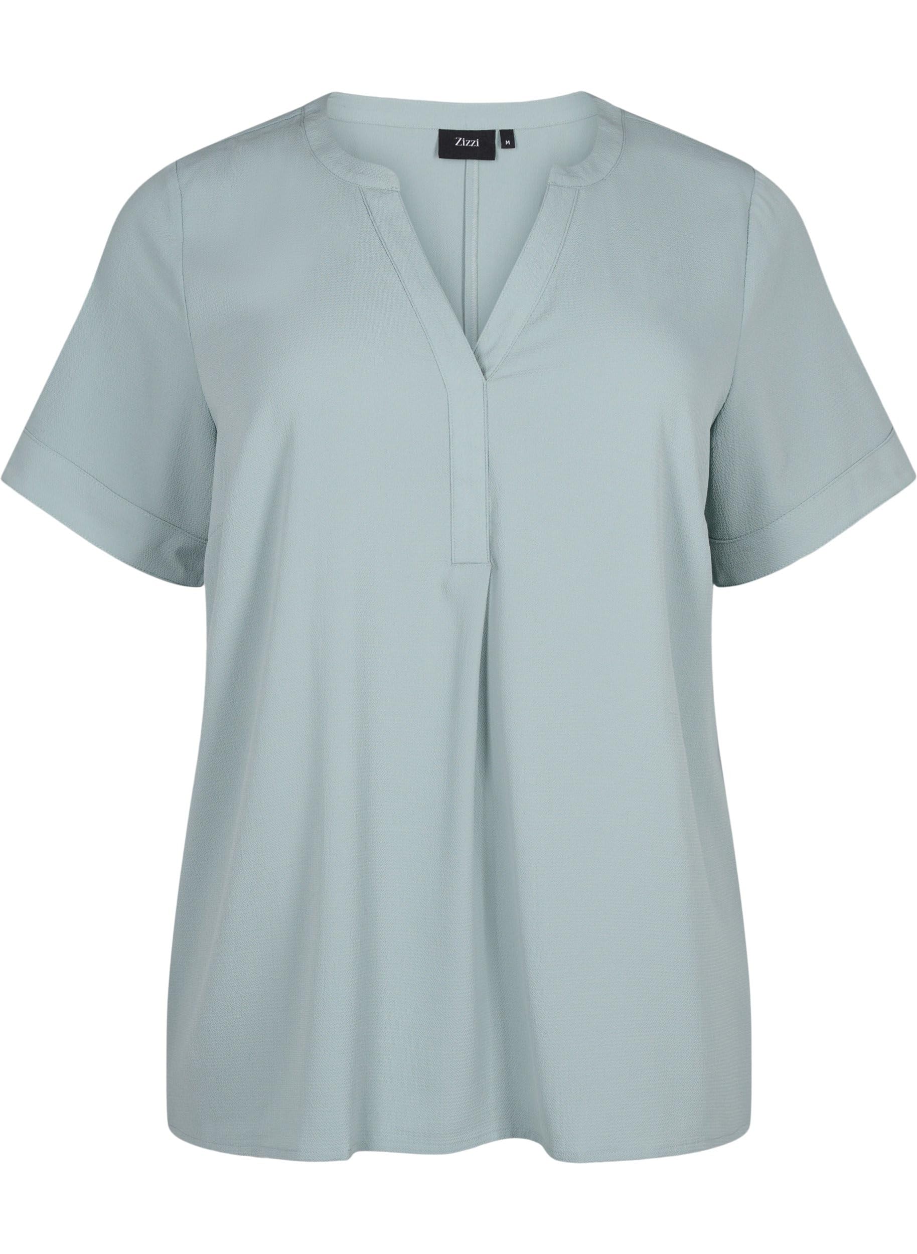 Zizzi Bluse Kurzarm Damen V-Ausschnitt Recycelt