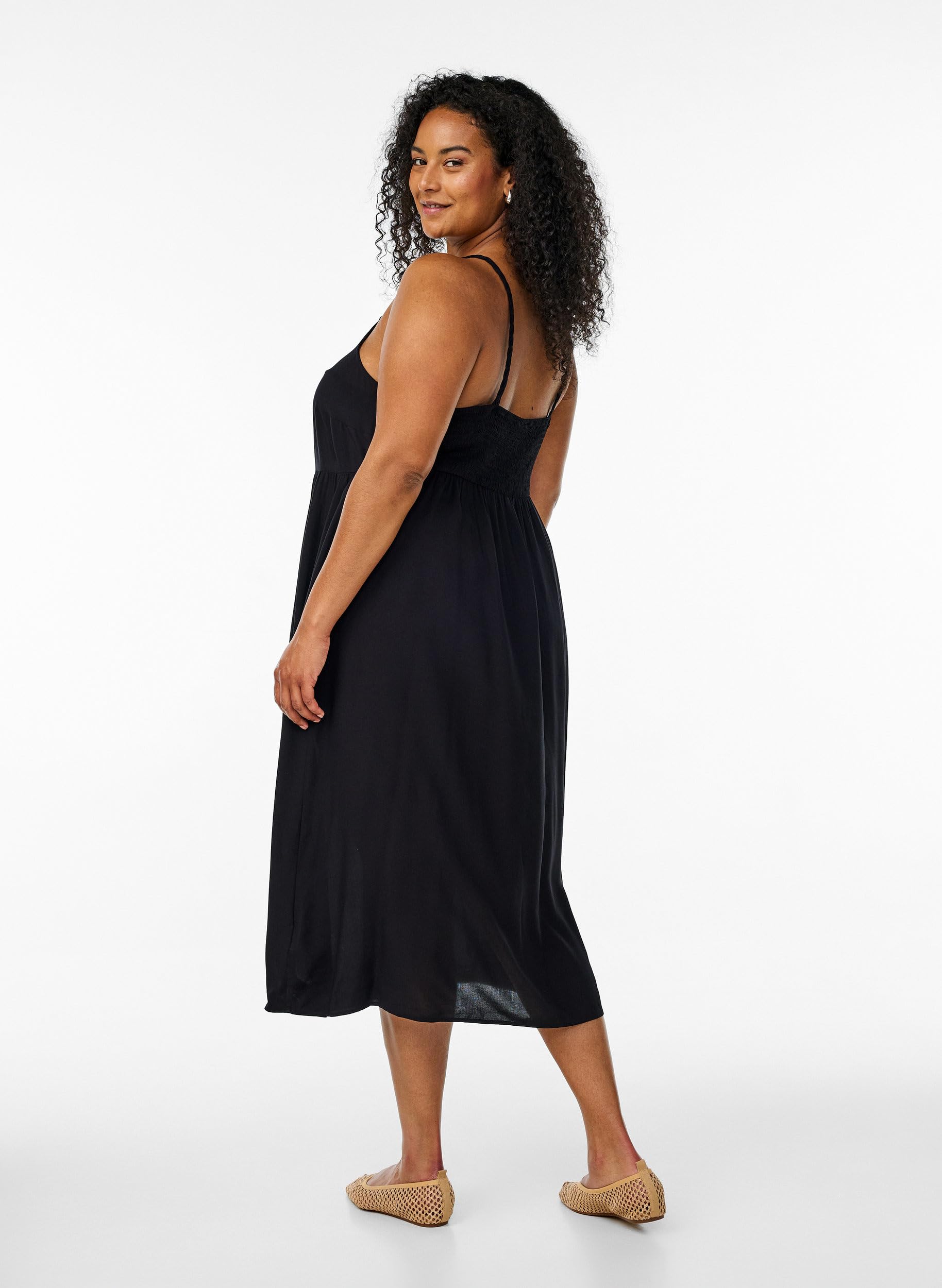 Zizzi Dresses Trägerkleid Midi Viskose Print V-Ausschnitt 42-60