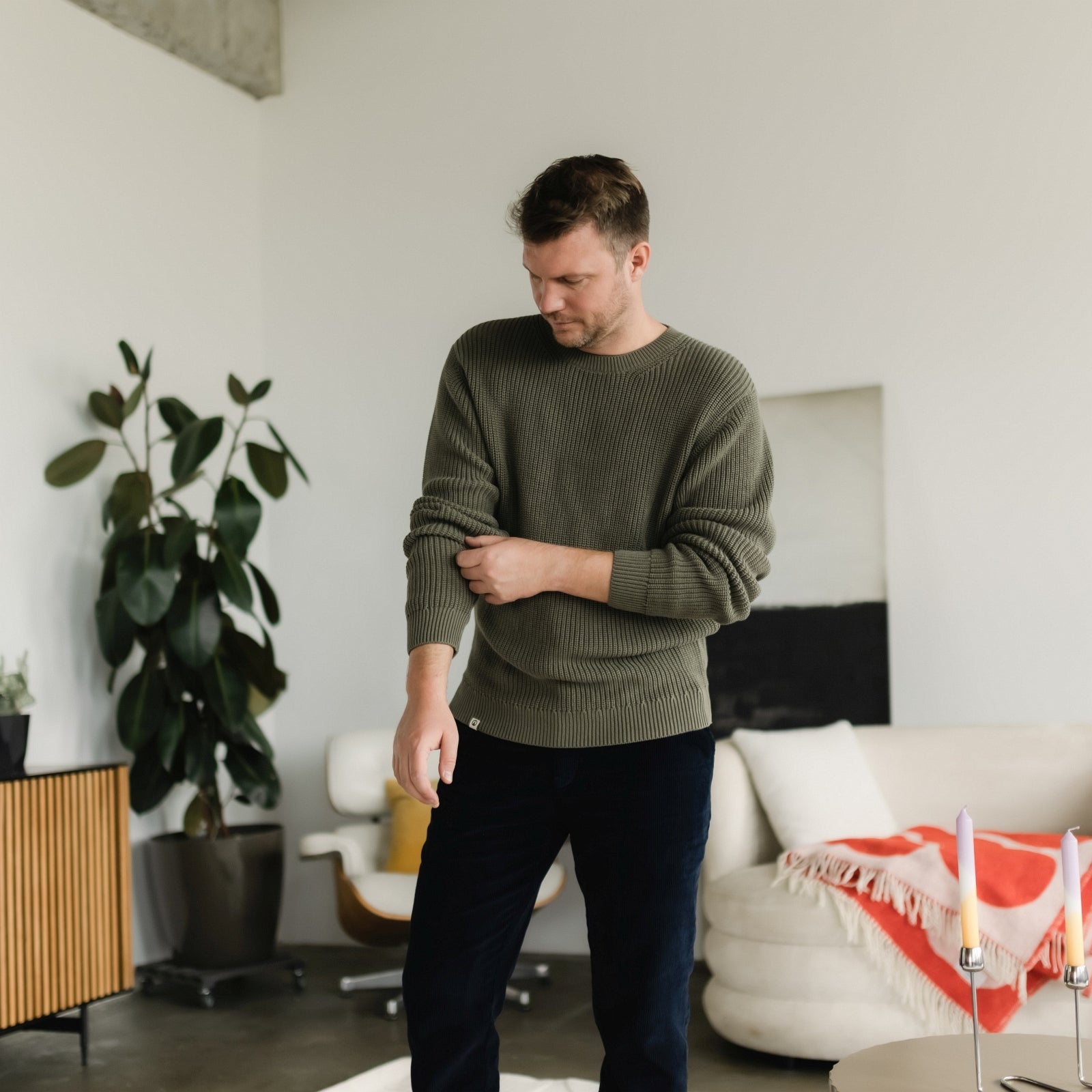 NORDLICHT Ole Grobstrick Sweater Pullover Grün