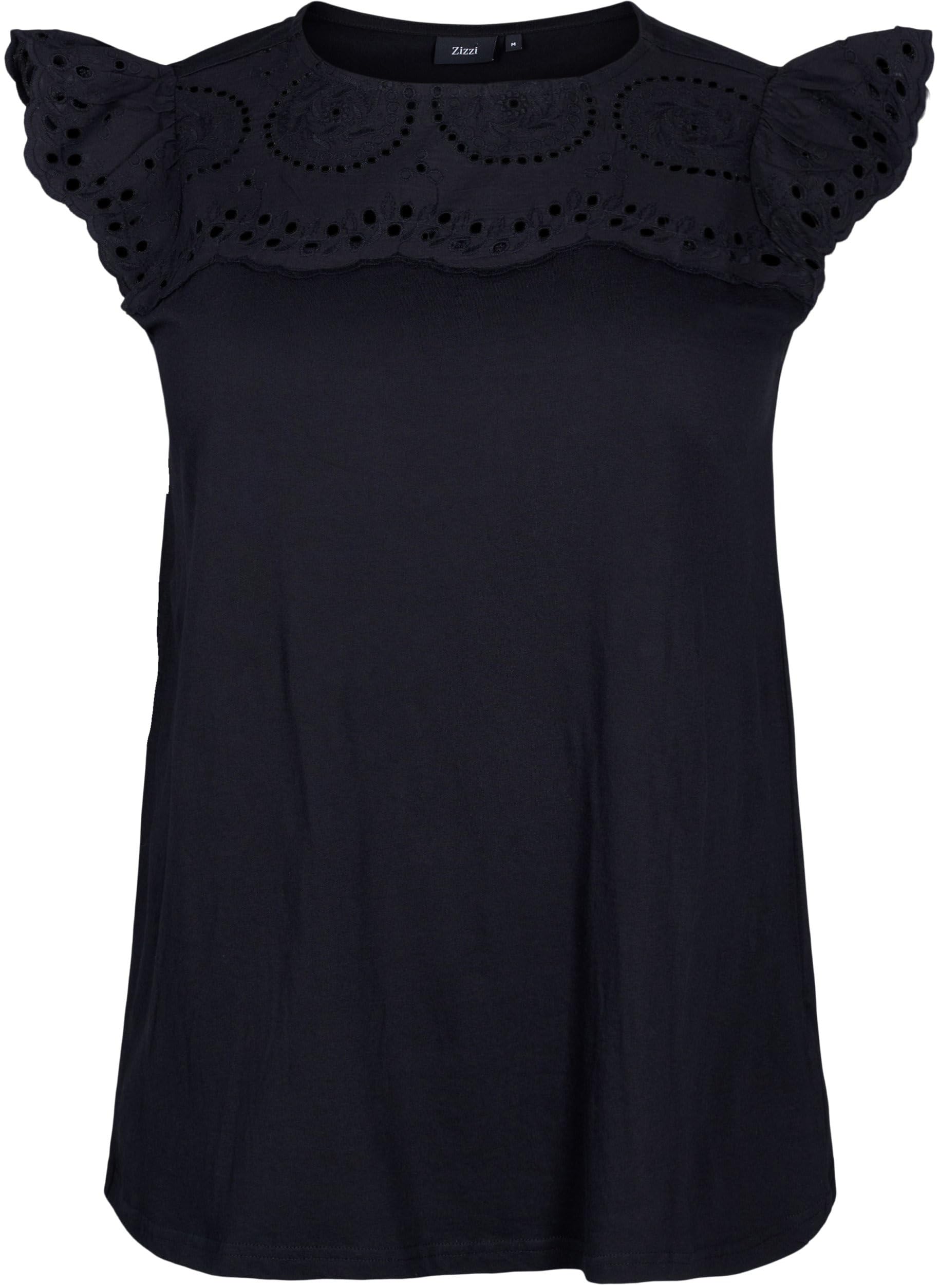 Zizzi T-Shirt Bio-Baumwolle Lochstickerei Rundhals Gr.42-60