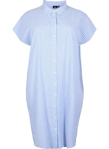 Zizzi T-Shirts Langes Shirt M 46/48 Light Blue Stripe Baumwolle