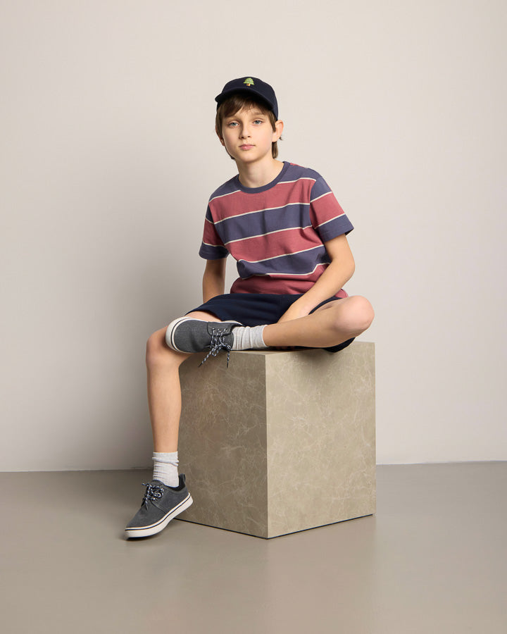 NIKIN TreeShirt Striped Kinder T-Shirt Dark Ink-Blush Bio 122/128