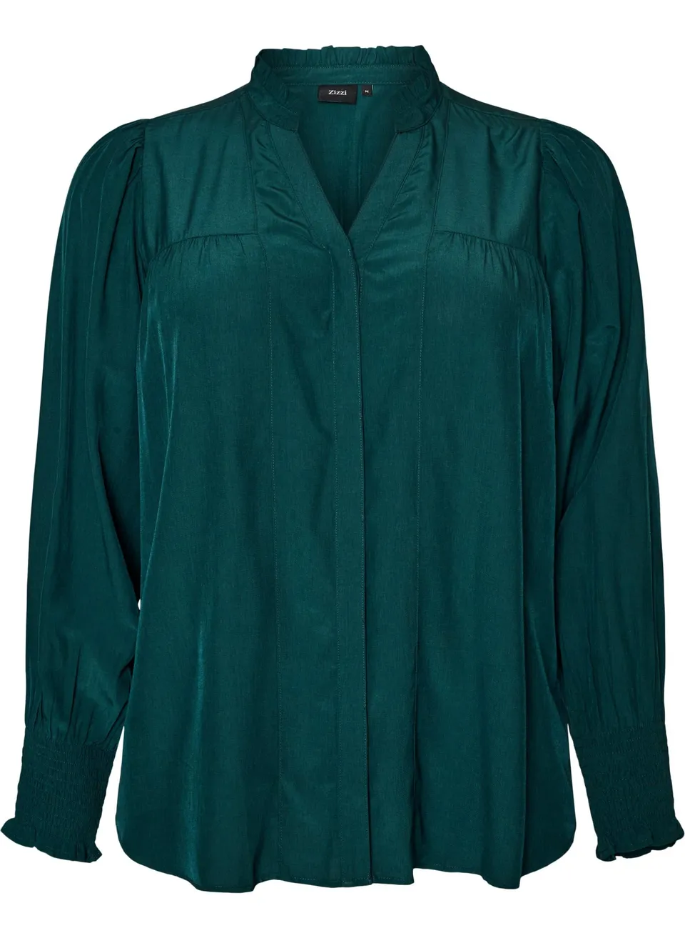 Zizzi Hemdbluse Bluse Lange Ärmel Viskose Rüschenkragen