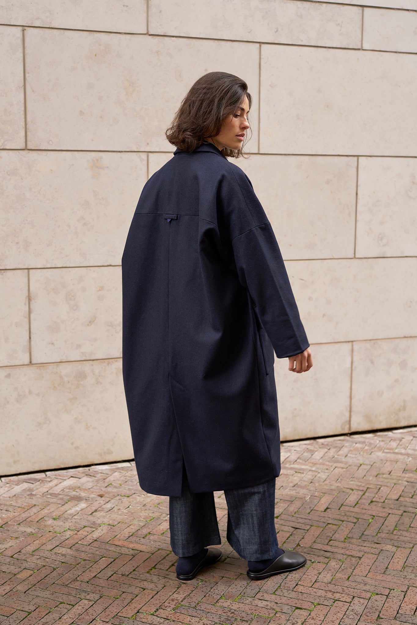 Christiane Strobel LUISE Mantel Wolle Dunkelblau