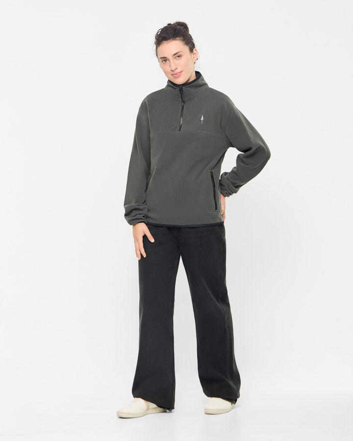 NIKIN TreeFleece Quarter Zip Pullover Ash Green Fleece