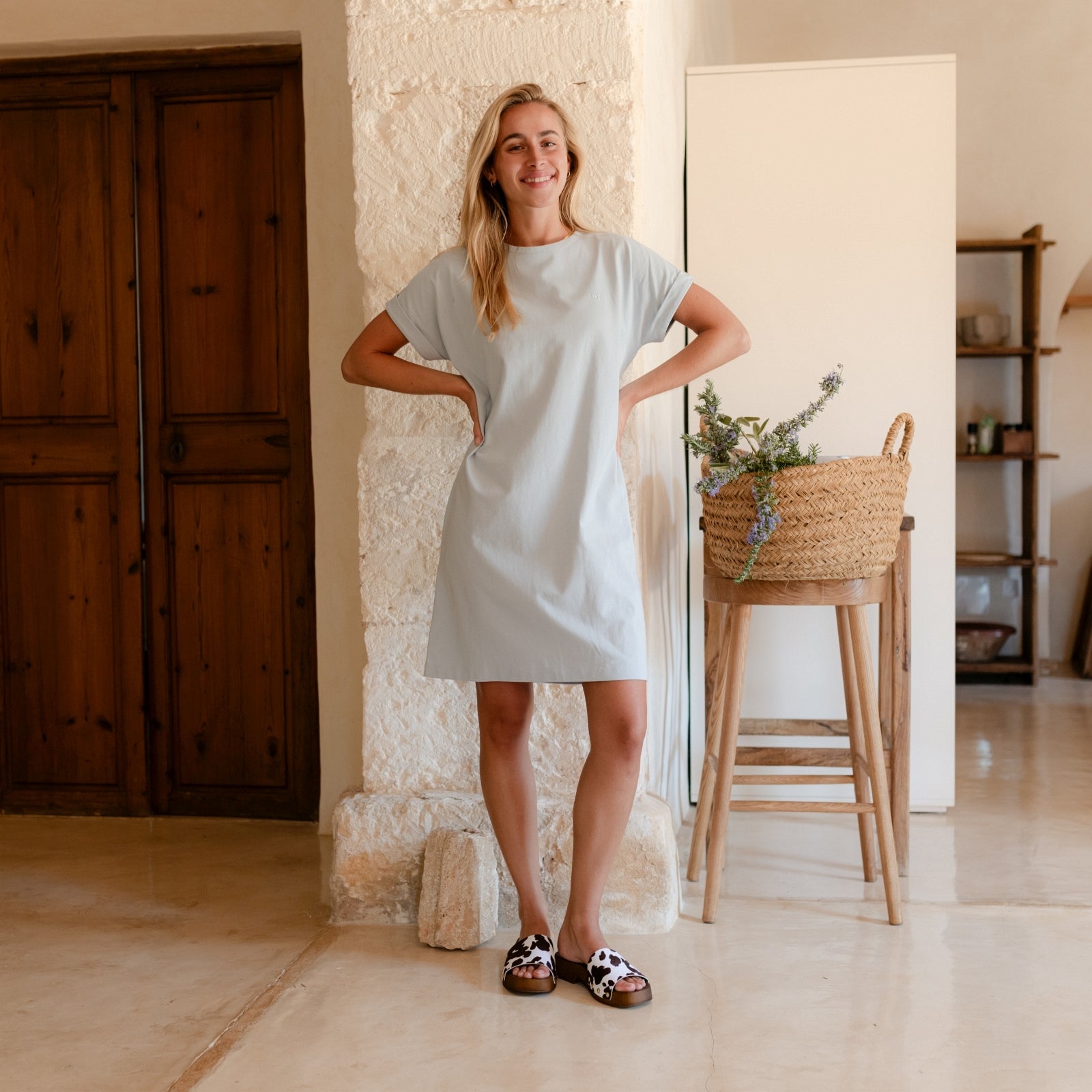 Nordlicht Meike T-Shirt Kleid Blau Bio-Baumwolle Taschen